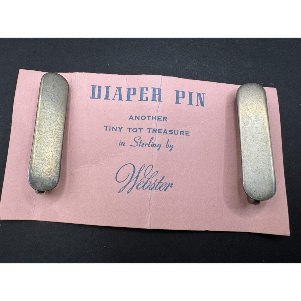 Vintage Webster Tiny Tot Treasure Sterling Silver 925 Baby Diaper Pin Orig. Card